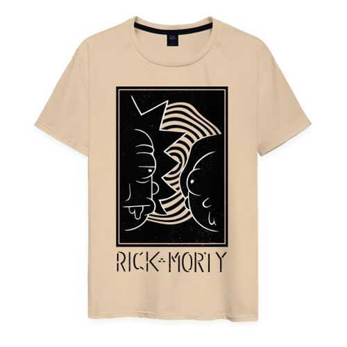 Футболка мужская ВсеМайки Rick and Morty black and white бежевая 4XL в Империя сумок